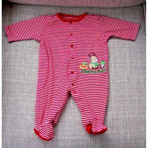 Baby's First Christmas Carter's Embroidered Sleeper EUC 3 Mos Penguin Reindeer